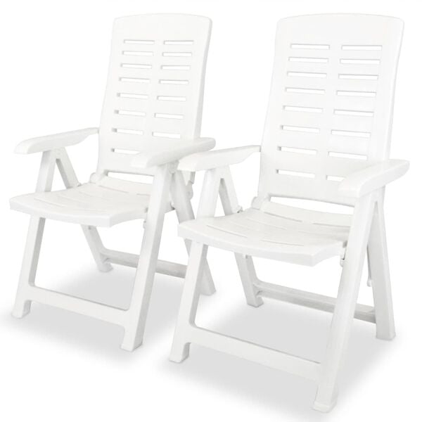 vidaXL Outdoor Table And Chair White Plastic Medium Foldable