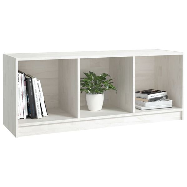 vidaXL TV Cabinet White Solid Pinewood Medium Storage TV Cabinet