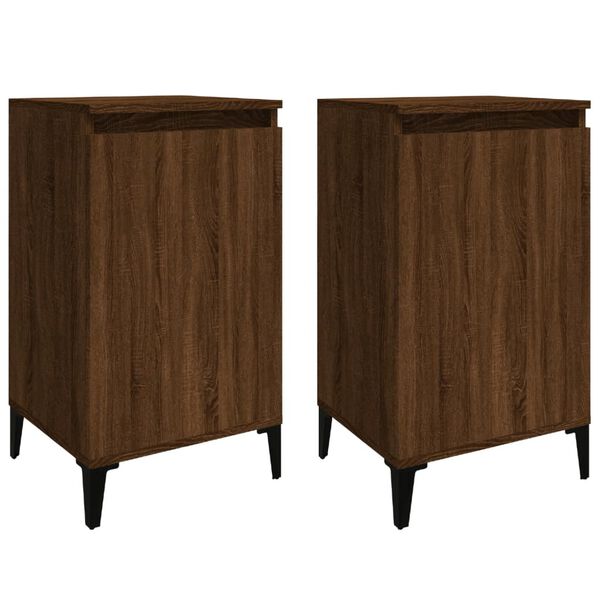 vidaXL Bedside Cabinet Set of 2 Brown Oak Engineered wood, metal