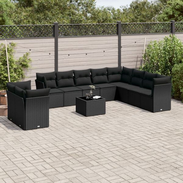 vidaXL Garden Sofa Set Black