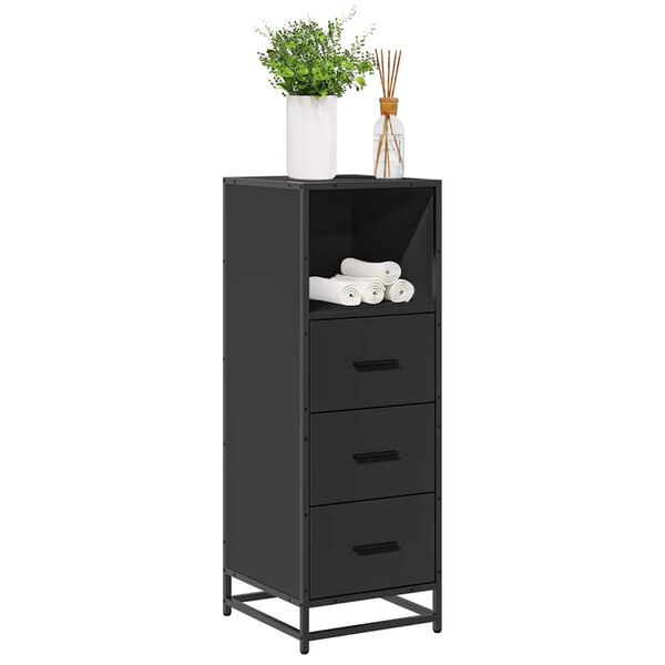 vidaXL Bathroom Cabinet Black Engineered wood, metal 39.4 in