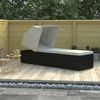 vidaXL Sun Lounger Black and Cream PE Rattan Standard Foldable