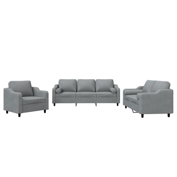 vidaXL Sofa Set Light Grey Polyester, Metal, Textilene, Plywood Standard