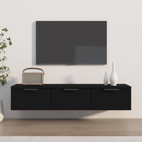 vidaXL Wall Cabinet Black Engineered wood Medium Wall Cabinet