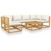 vidaXL Garden Lounge Set Cream Solid acacia wood, 100% polyester