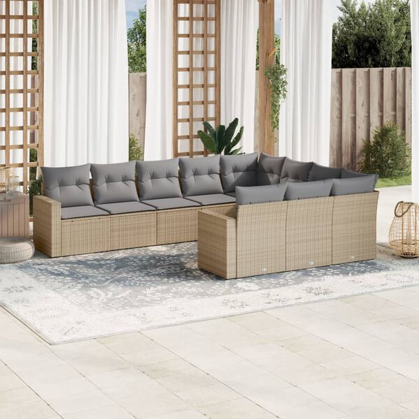 vidaXL Garden Sofa Set Beige, Light Grey