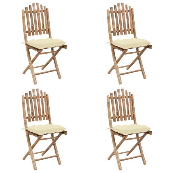 vidaXL Outdoor Dining Set Cream, Natural Bamboo Bamboo, Polyester