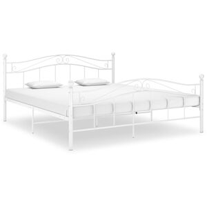 vidaXL Bed Frame White Powder-Coated Metal Double Tough Bed Frame