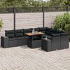 vidaXL Garden Sofa Set Black Poly Rattan Large Adjustable Feet