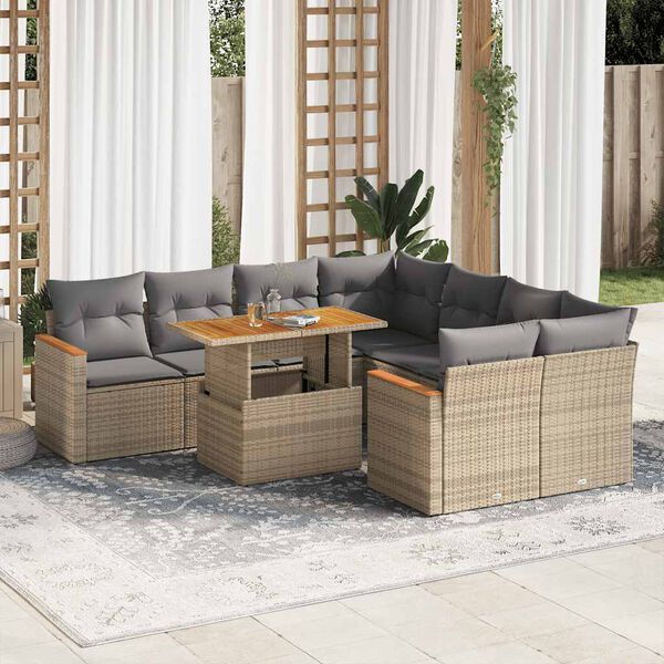 vidaXL Garden Sofa Set Beige, Light Grey