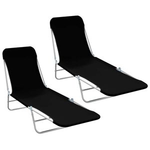 vidaXL Sunlounger Set of 2 Black