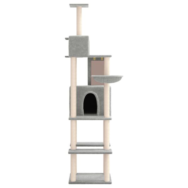 vidaXL Cat Tree Light grey Engineered wood, plush, sisal Large Cat Tree
