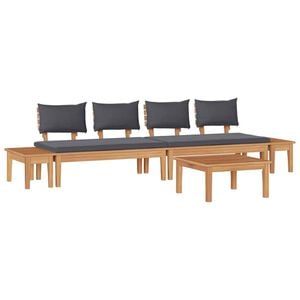 vidaXL Garden Bench Set with Cushion with Storage 5 pcs Brown and Grey