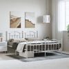 vidaXL Bed Frame White Steel Double Bed Frame Rectangular Modern