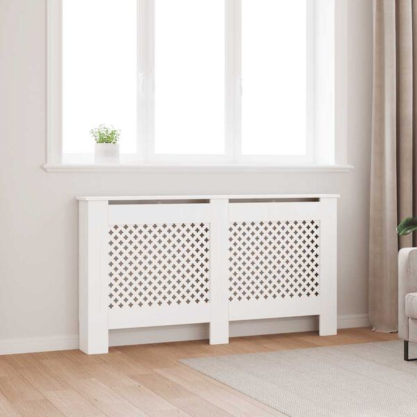 vidaXL Radiator Cover White 59.8"x7.5"x32.1" MDF