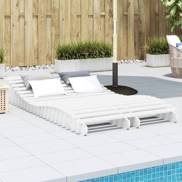vidaXL Sun Lounger Set of 2 White Solid pine wood