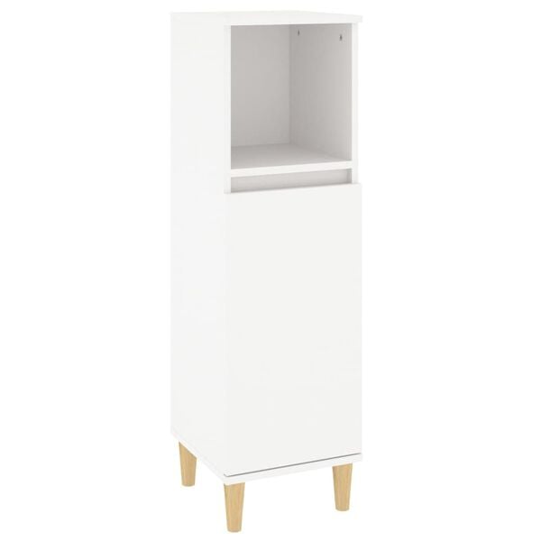 vidaXL Bathroom Cabinet White Engineered wood, Solid eucalyptus wood