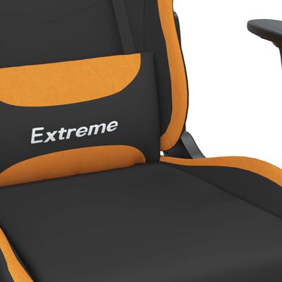 vidaXL Gaming Chair with Footrest Black and Orange Fabric