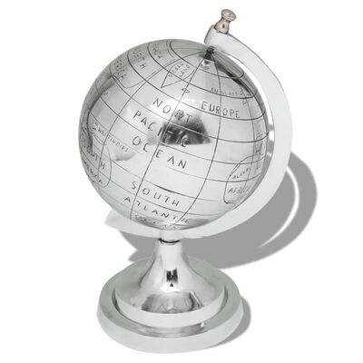 vidaXL Globe with Stand Aluminum Silver 13.8"