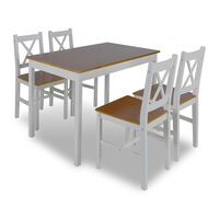 Wooden Table with 4 Wooden Chairs Furniture Set Brown