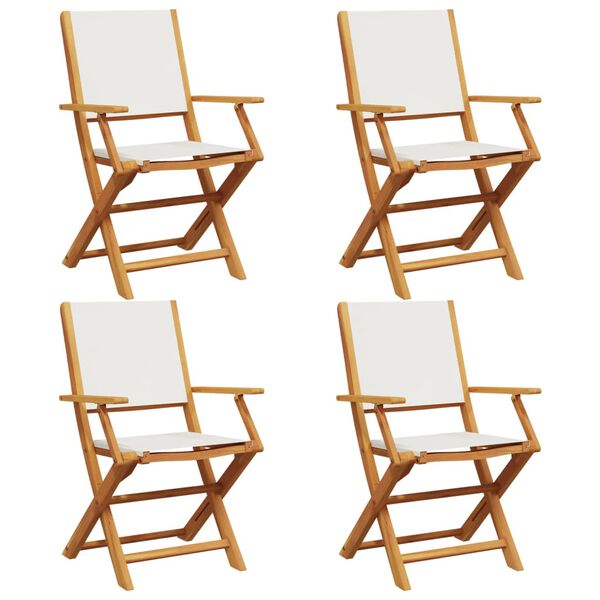 vidaXL Garden Chair Set of 4 Cream white Solid acacia wood Medium