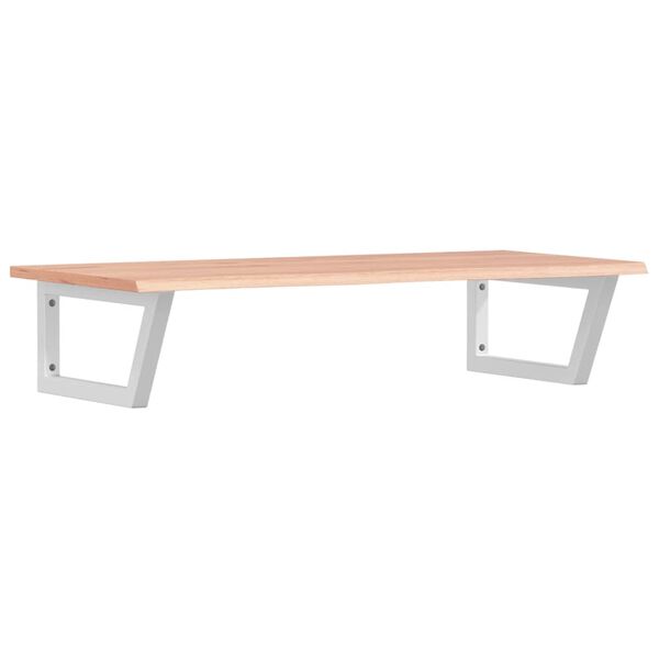 vidaXL Basin Shelf Light brown, White Solid oak with a varnish finish, Steel