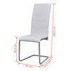 vidaXL Dining Chair Set of 4 White Faux leather, steel Standard Tough