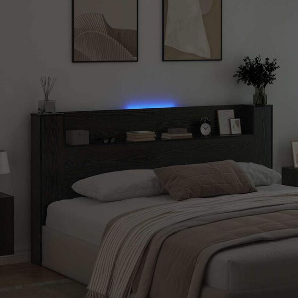 vidaXL Headboard Black Oak 78.74 x 5.91 x 40.75 in Engineered Wood