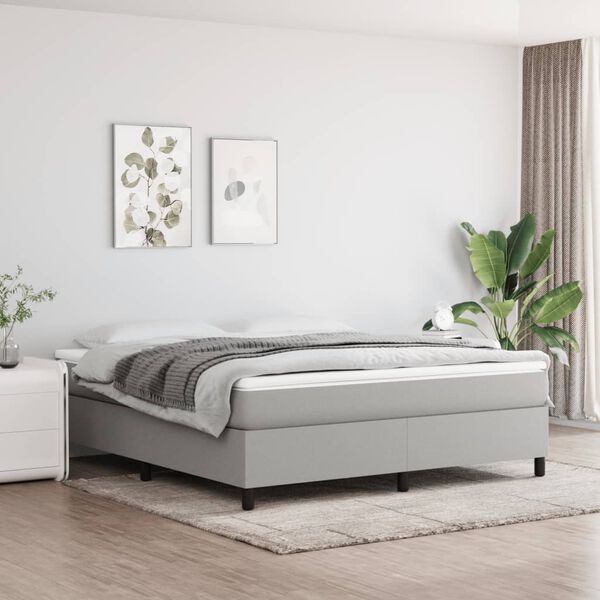 vidaXL Bed Frame Light Grey 100% Polyester fabric, plywood, engineered wood