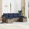 vidaXL Sofa Set with Cushion Manual 6 pcs Grey and Navy Poly Rattan