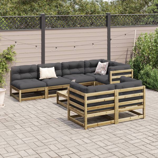 vidaXL Garden Sofa Set Natural Treated Pine Wood Large Modular