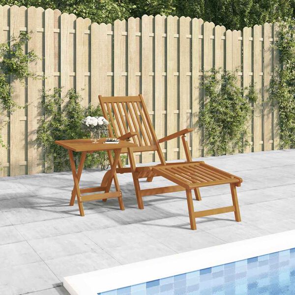 vidaXL Deck Chair Natural wood Solid acacia wood Standard Foldable