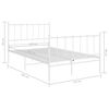 vidaXL Bed Frame without Mattress White Metal 120 x 78.7 "