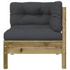 vidaXL Patio Sofa with Cushions and Footstool Impregnated Wood Pine