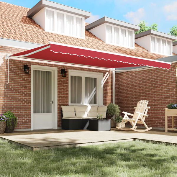 vidaXL Awning Retractable Red 177.17" x 118.11" Polyester and metal