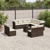 vidaXL Garden Sofa Set Brown PE rattan, tempered glass, powder-coated steel
