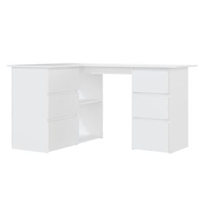 vidaXL Corner Desk White Engineered Wood Large Corner Desk Other