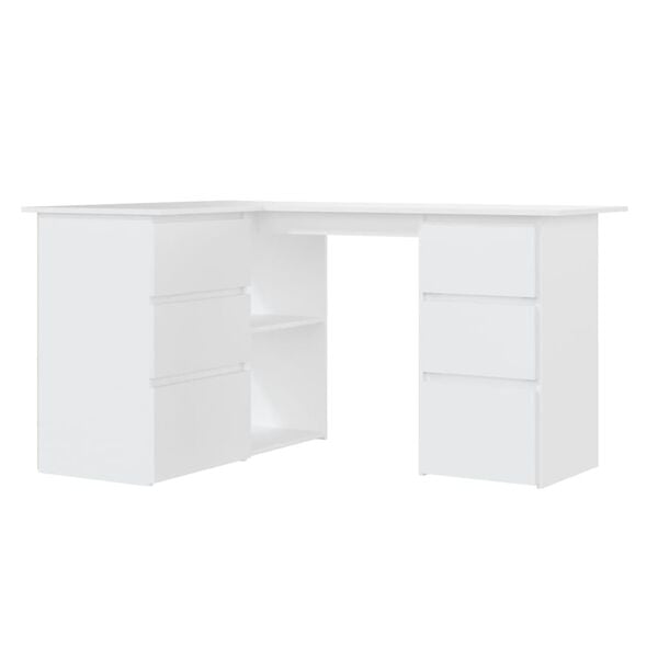 vidaXL Corner Desk White Engineered Wood Large Corner Desk Other