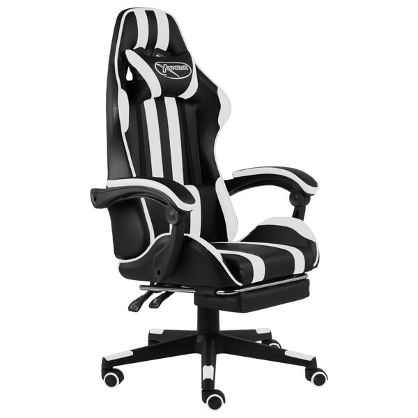 vidaXL Chair Black and white Faux leather (100% PVC), plywood, steel
