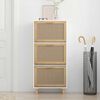 vidaXL Shoe Cabinet White 20.5"x9.8"x45.3" Engineered Wood&Natural Rattan