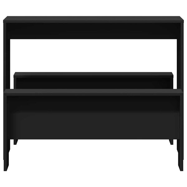 vidaXL Dining Table And Bench Set Black Engineered wood Compact Modern
