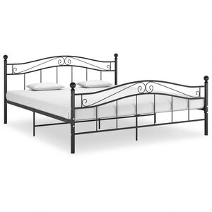 vidaXL Bed Frame Black Powder-coated metal Super King Durable