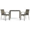 vidaXL Garden Dining Set Grey PE rattan, powder-coated steel, tempered glass