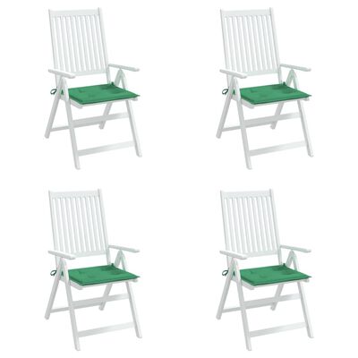 vidaXL Garden Chair Cushions 4 pcs Green 19.7"x19.7"x1.2" Fabric