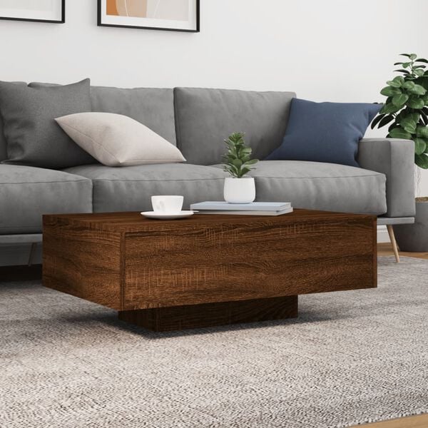 vidaXL Coffee Table Brown oak Engineered wood 33.5 x 21.7 x 12.2 in