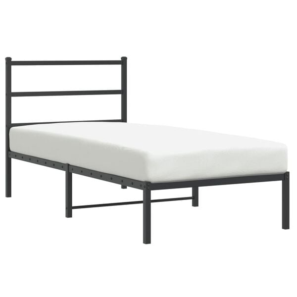 vidaXL Bed Frame Black Powder-Coated Steel Twin Modern Bed Frame