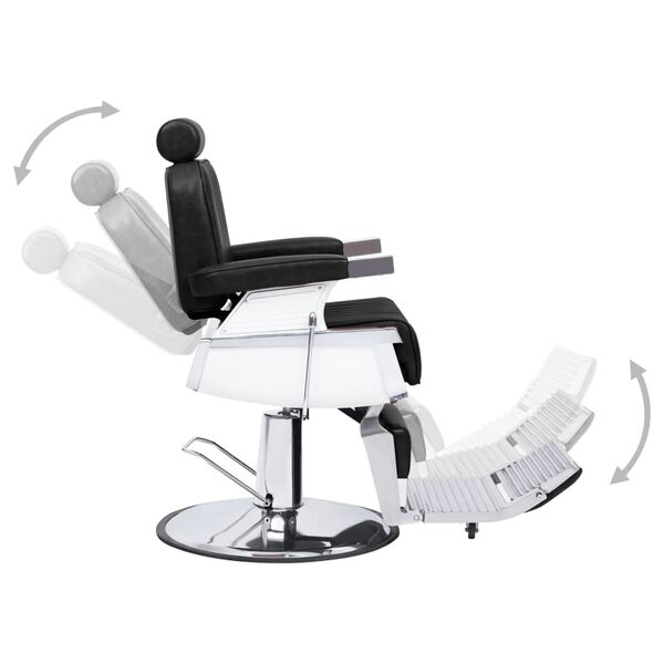 vidaXL Barber Chair Black Faux Leather, Metal, Wood, PVC Medium