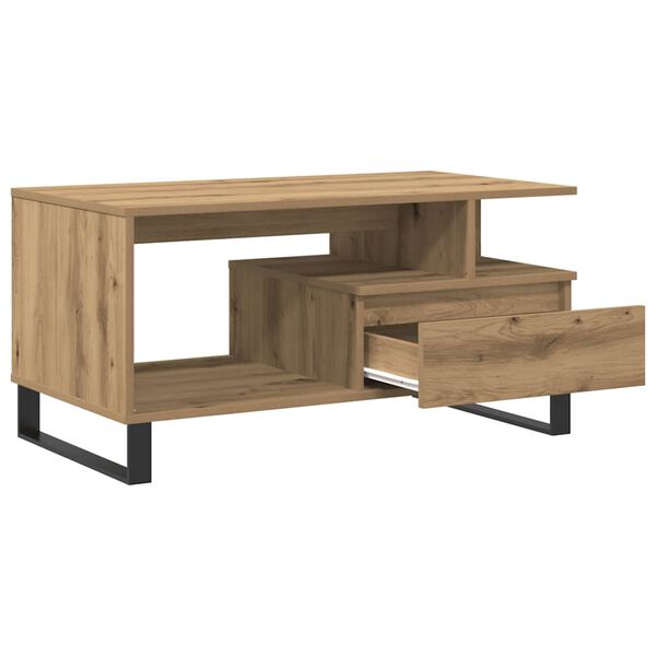 vidaXL Coffee Table Artisan Oak Engineered Wood, Metal Legs Regular