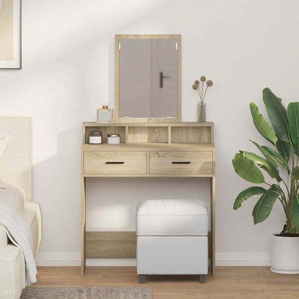 vidaXL Dressing Table with Drawer Sonoma Oak 31.10 x 16.14 x 55.12 in