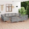 vidaXL Garden Lounge Set Gray Solid Pine Wood Large Modular